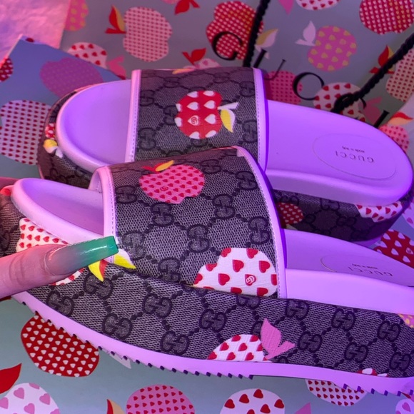 Gucci Les Pommes platform slides size 8 - Picture 2 of 4